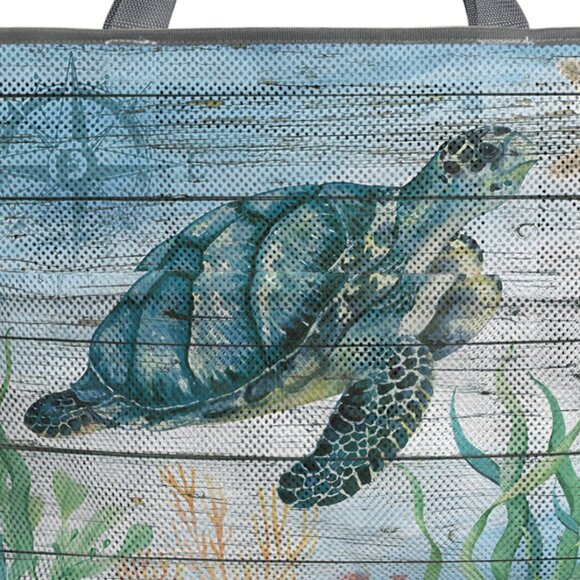 New Extra Large Sea Turtle Scene 7 Pocket Mesh Sand-Proof Beach Bag - Picture 3 of 6